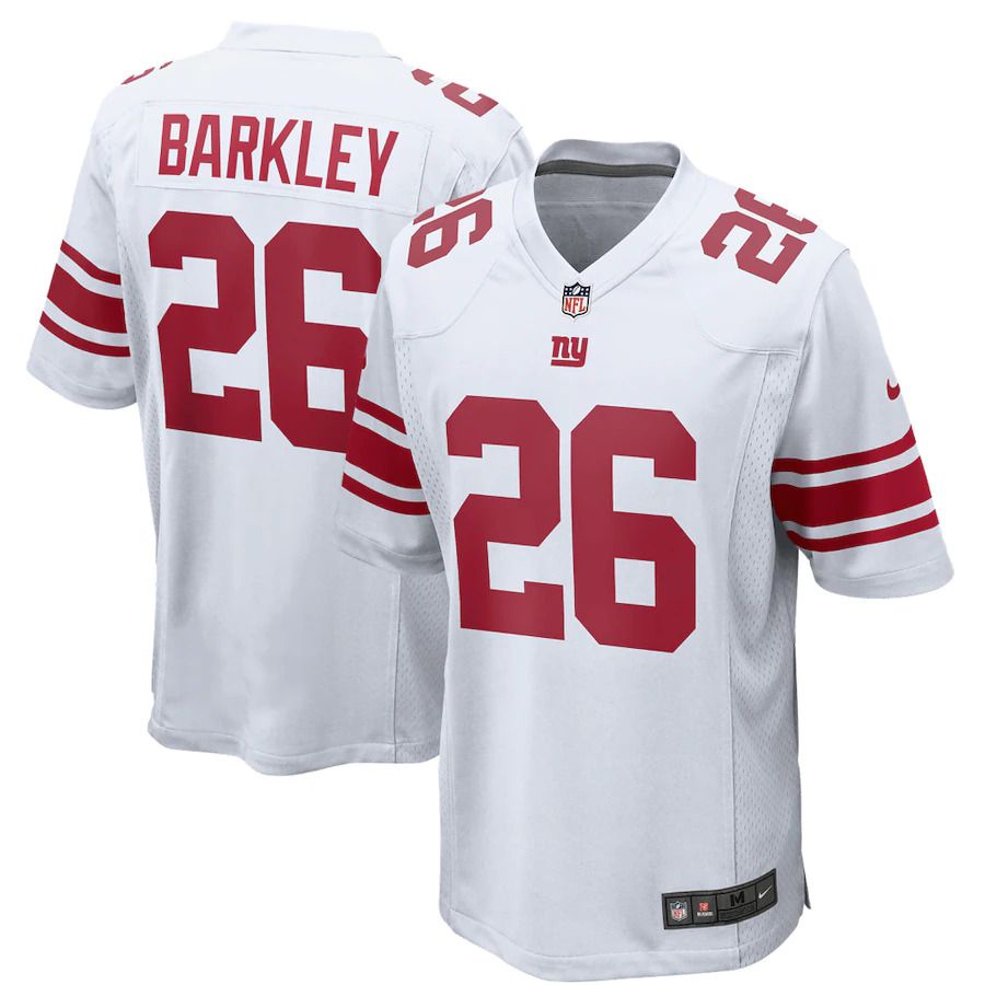 Men New York Giants 26 Saquon Barkley Nike White Game NFL Jersey